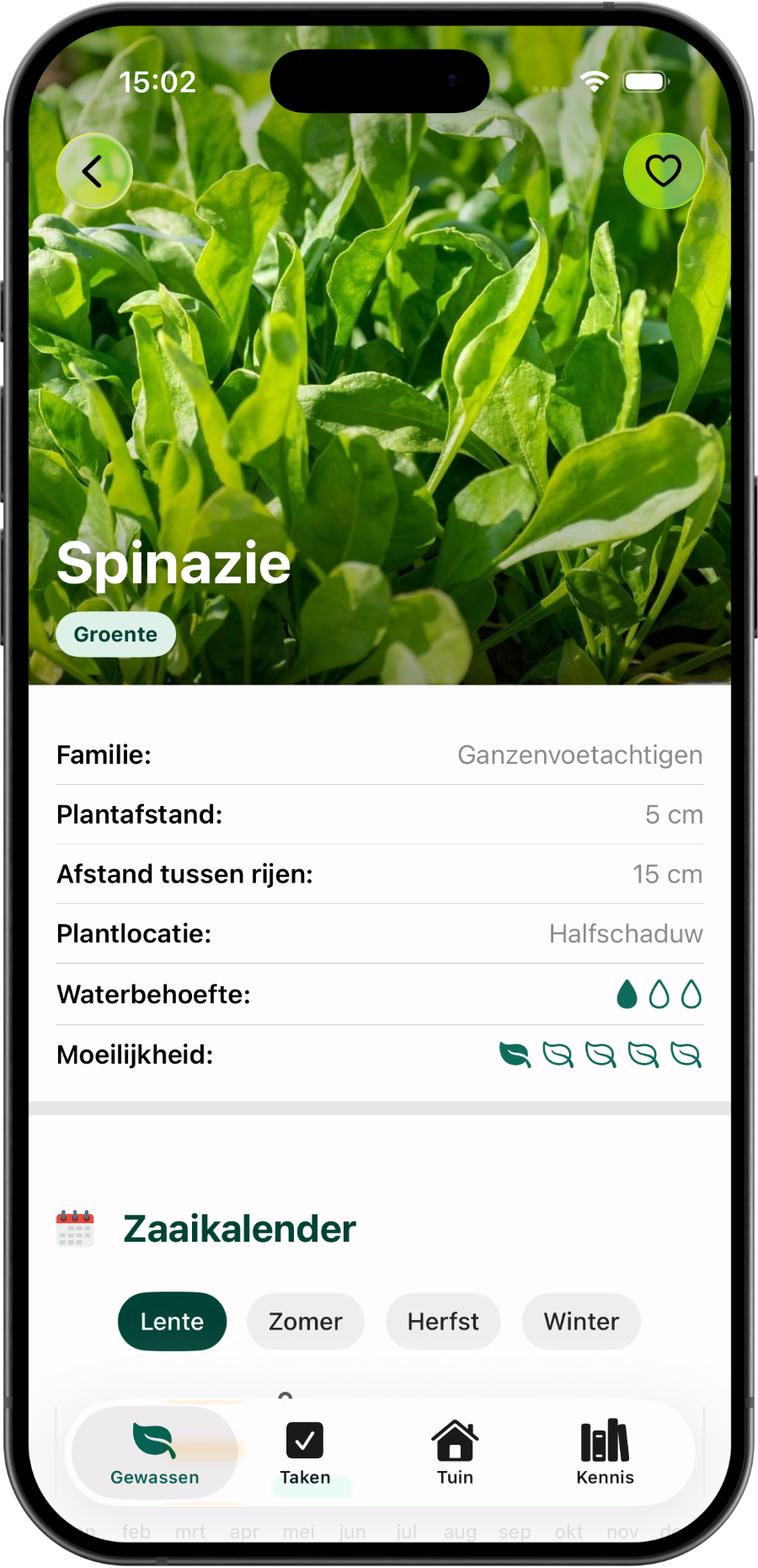 Gewasinformatie in Moestuin Maatje